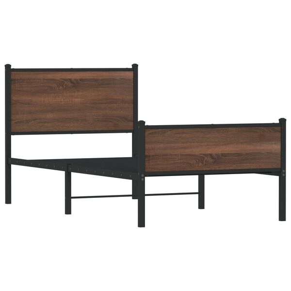 vidaXL Kovový posteľný rám bez matraca, hnedý dub 75x190 cm