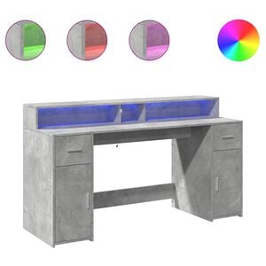 vidaXL St&ocirc;l s LED svetlami bet&oacute;novo siv&yacute; 160x55x91 cm kompozitn&eacute; drevo
