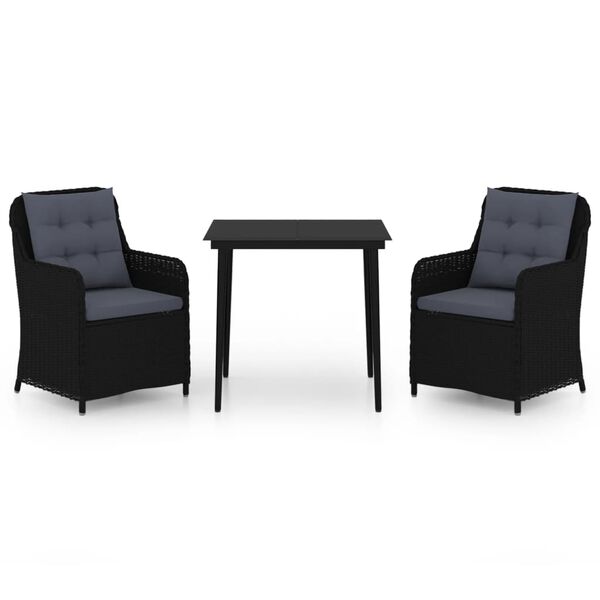 vidaXL 3-dielna z&aacute;hradn&aacute; jed&aacute;lensk&aacute; s&uacute;prava čierna