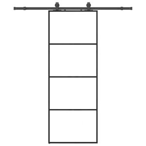 vidaXL Posuvn&eacute; dvere s kovan&iacute;m čierne 76x205 cm ESG sklo