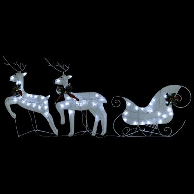 vidaXL Vianočná vonkajšia dekorácia soby a sane 60 LED biela