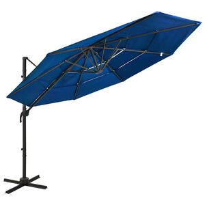 vidaXL 4-stupňov&yacute; z&aacute;hradn&yacute; slnečn&iacute;k, hlin&iacute;kov&aacute; tyč, az&uacute;rov&yacute; 3x3 m