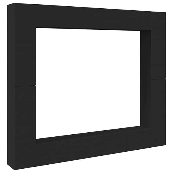 vidaXL 8-dielna s&uacute;prava TV skriniek čierna drevotrieska