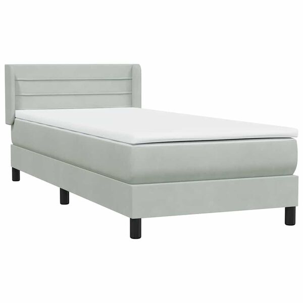 vidaXL Posteľn&yacute; r&aacute;m boxspring s matracom Svetlosiv&aacute; 80x210 cm zamat