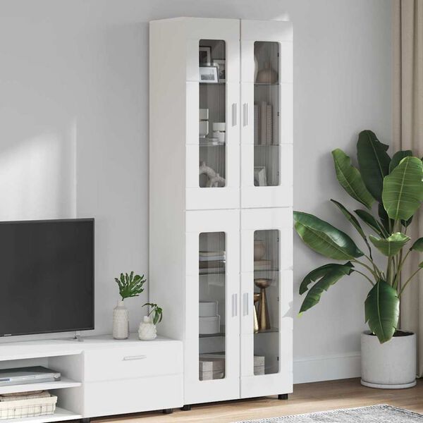 vidaXL Highboard FLORIN Biela 60 x 35 x 182 cm Kompozitn&eacute; drevo