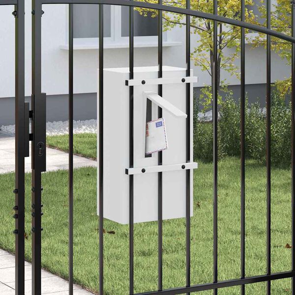 vidaXL poštová schránka Biela 30 x 23 x 55 cm Oceľ