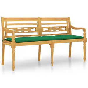 vidaXL Lavička Batavia so zelen&yacute;m vank&uacute;&scaron;om 150 cm t&iacute;kov&yacute; mas&iacute;v