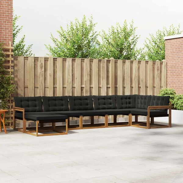 vidaXL Z&aacute;hradn&aacute; s&uacute;prava gaučov s vank&uacute;&scaron;om 21 pcs Pr&iacute;rodn&aacute; a čierna