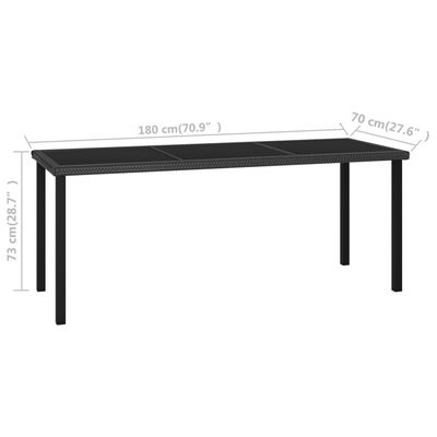 vidaXL Záhradný jedálenský stôl čierny 180x70x73 cm polyratanový