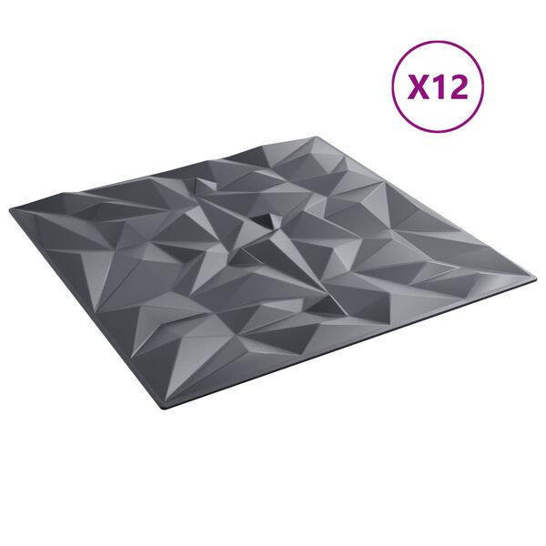 vidaXL N&aacute;stenn&eacute; panely 12 pcs Amethyst &Scaron;ed&yacute; 50 x 50 cm XPS Pena