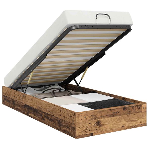 vidaXL Otomanov&yacute; posteľn&yacute; r&aacute;m s &uacute;ložiskom Star&eacute; drevo 75,5 x 190 cm