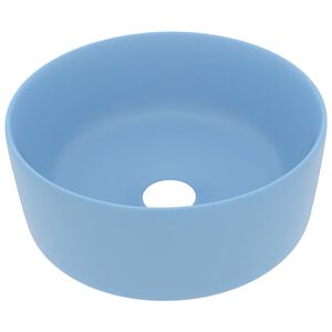 vidaXL Luxusn&eacute; um&yacute;vadlo, okr&uacute;hle, matn&eacute; svetlomodr&eacute; 40x15 cm, keramika