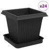 vidaXL Kvetin&aacute;če 24 ks Čierna Plast