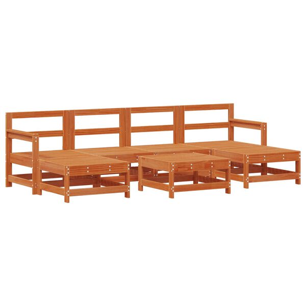 vidaXL Z&aacute;hradn&yacute; lounge set 7 pcs Voskov&aacute; Hned&aacute; Mas&iacute;vna borovica
