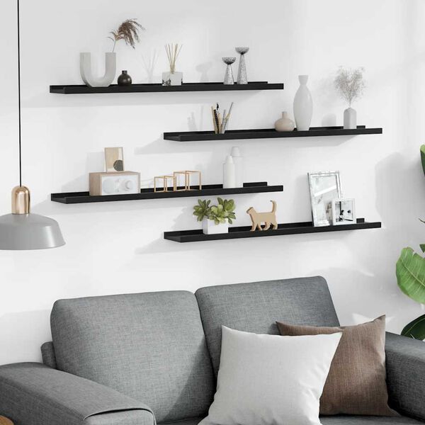 vidaXL N&aacute;stenn&eacute; police 4 ks, čierne 80x9x3 cm