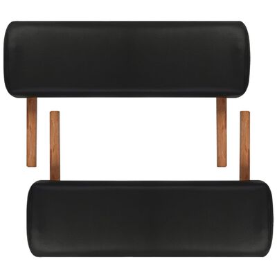 vidaXL Čierny skladací masážny stôl, 3 zóny, drevený rám