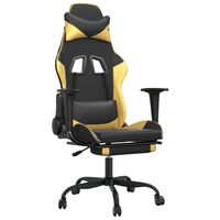 vidaXL Herná stolička s podnožkou čierna a zlatá umelá koža