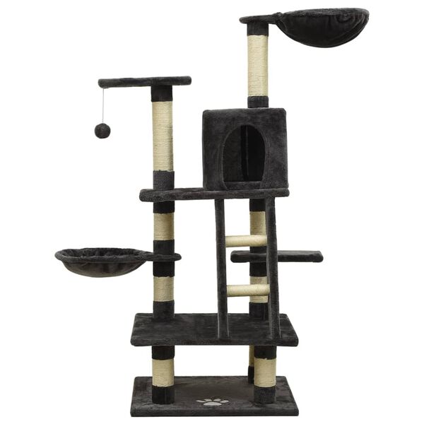 vidaXL Škrabadlo pre mačky so sisalovými stĺpikmi tmavo sivé 122 cm
