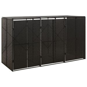vidaXL Ohrada na tri odpadkov&eacute; ko&scaron;e čierna 207x80x117 cm polyratan
