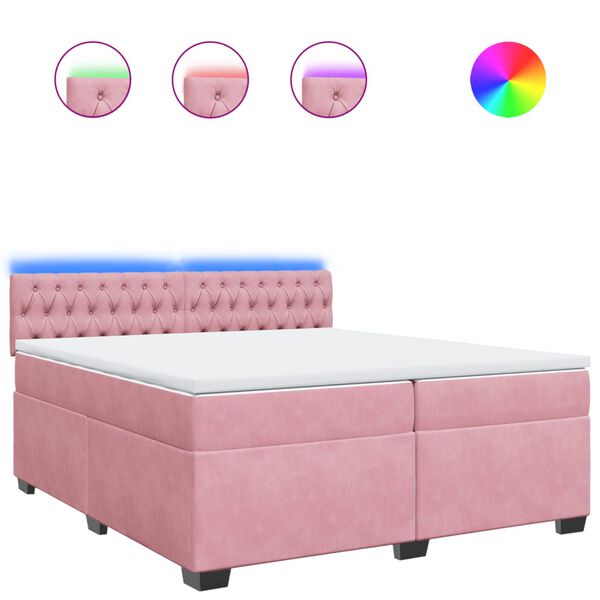 vidaXL Posteľn&yacute; r&aacute;m boxsping s matracom ružov&yacute;200x200 cm zamat