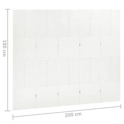 vidaXL 5-panelové paravány 2 ks biele 200x180 cm oceľ