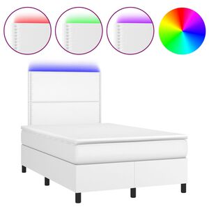 vidaXL Boxspring posteľ s matracom a LED biela 120x200 cm umel&aacute; koža