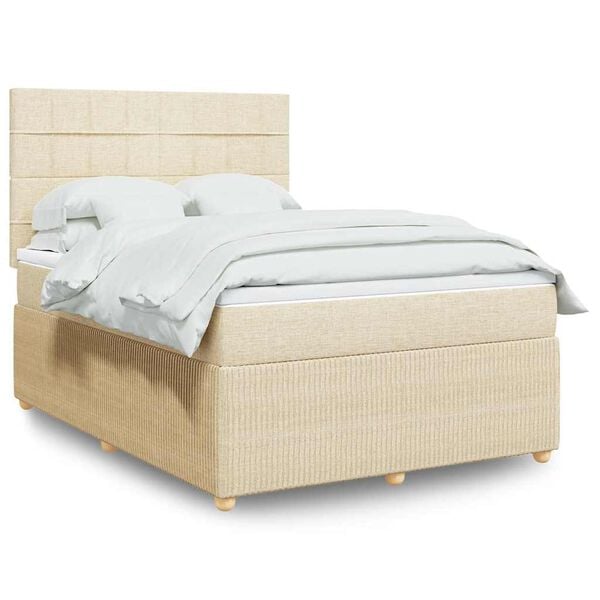 vidaXL Boxspring posteľ s matracom kr&eacute;mov&yacute; 140x190 cm l&aacute;tka