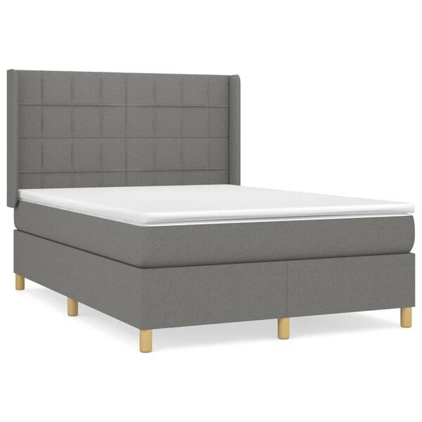 vidaXL Boxspring posteľ s matracom tmavosiv&aacute; 140x200 cm l&aacute;tka