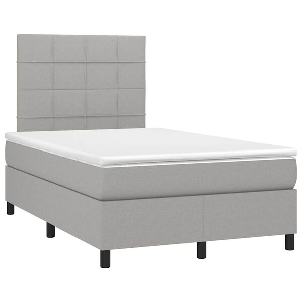 vidaXL Boxspring posteľ s matracom a LED, svetlosiv&aacute; 120x190 cm, l&aacute;tka