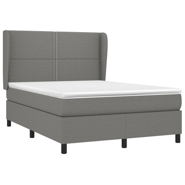 vidaXL Boxspring posteľ s matracom tmavosiv&aacute; 140x190 cm l&aacute;tka