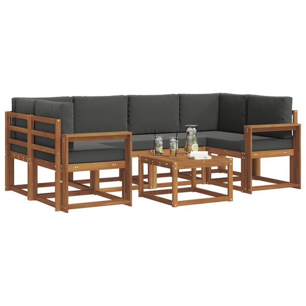 vidaXL Z&aacute;hradn&aacute; s&uacute;prava gaučov s vank&uacute;&scaron;om 7 pcs Pr&iacute;rodn&aacute; a antracitov&aacute;