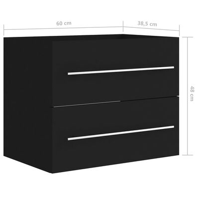 vidaXL Skrinka pod umývadlo, čierna 60x38,5x48 cm, kompozitné drevo