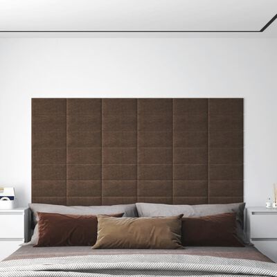 vidaXL Nástenné panely 12 ks hnedé 30x15 cm látkové 0,54 m²