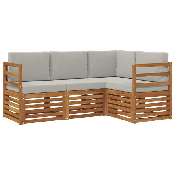 vidaXL S&uacute;pravy pohoviek s vank&uacute;&scaron;om 4 pcs Pr&iacute;rodn&aacute; a svetlosiv&aacute;