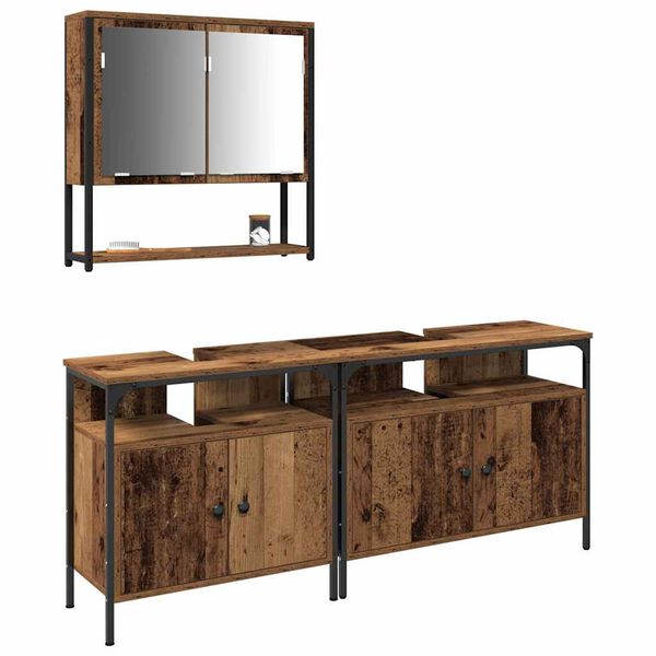 vidaXL Sada k&uacute;peľňov&eacute;ho n&aacute;bytku N&aacute;stenn&yacute; 3 pcs Hned&aacute; Kompozitn&eacute; drevo