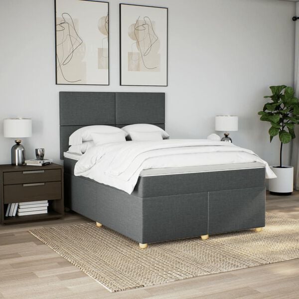 vidaXL Boxspring posteľ s matracom tmavosivá 140x200 cm látka