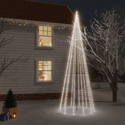 vidaXL Vianočný stromček s hrotom 732 studených bielych LED 500 cm