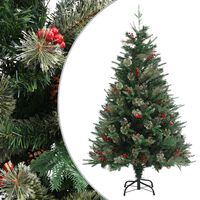 vidaXL Vianočný stromček s borovicovými šiškami zelený 120 cm PVC a PE