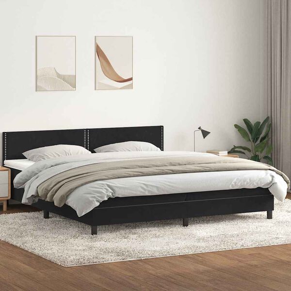 vidaXL Posteľn&yacute; r&aacute;m boxspring s matracom čierny 180x210 cm zamat