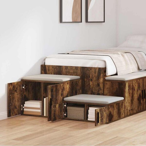 vidaXL &Uacute;ložn&aacute; skrinka 2 pcs Dymov&aacute; dub 127 x 41 x 40 cm