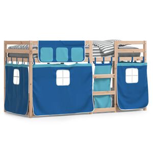 vidaXL Poschodov&aacute; posteľ so z&aacute;vesmi modr&aacute; 90x200 cm mas&iacute;vna borovica