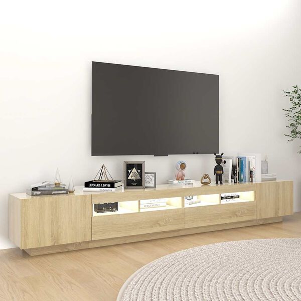 vidaXL TV skrinka s LED svetlami dub sonoma 260x35x40 cm