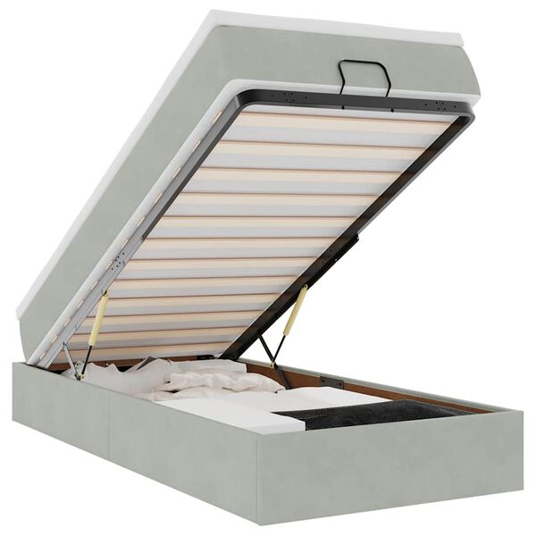 vidaXL Osmansk&yacute; r&aacute;m postele s matracom svetlosiv&aacute; 100x200 cm zamat