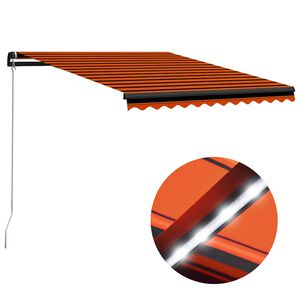 vidaXL Ručne zaťahovacia mark&iacute;za s LED 350x250 cm oranžovo-hned&aacute;