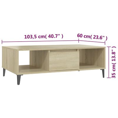 vidaXL Konferenčný stolík dub sonoma 103,5x60x35 cm drevotrieska