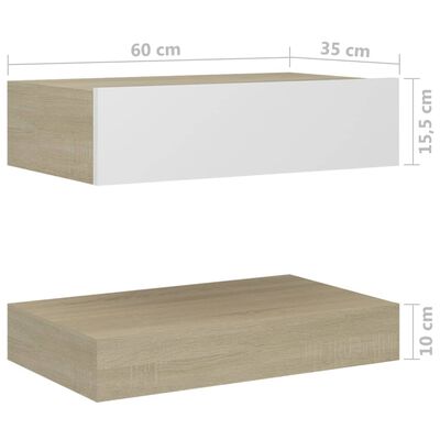 vidaXL Nočný stolík biely a dub sonoma 60x35 cm drevotrieska