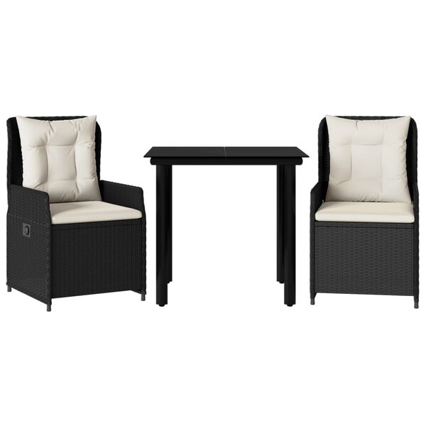 vidaXL 3-dielna z&aacute;hradn&aacute; jed&aacute;lensk&aacute; sada s vank&uacute;&scaron;mi čierna polyratan