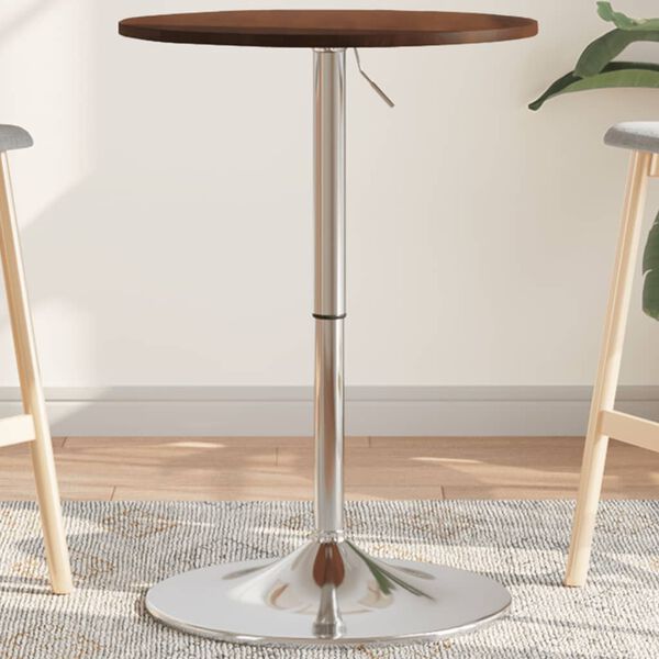 vidaXL Barový stôl tmavohnedý Ø50x89,5 cm dubový masív