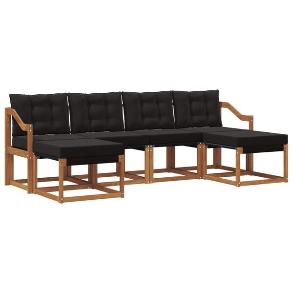 vidaXL Z&aacute;hradn&aacute; s&uacute;prava gaučov s vank&uacute;&scaron;om 6 pcs Pr&iacute;rodn&aacute; a čierna