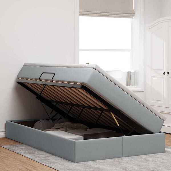 vidaXL Postel s &uacute;ložn&yacute;m prostorem a matrac&iacute; Svetlosiv&aacute; 120 x 200 cm